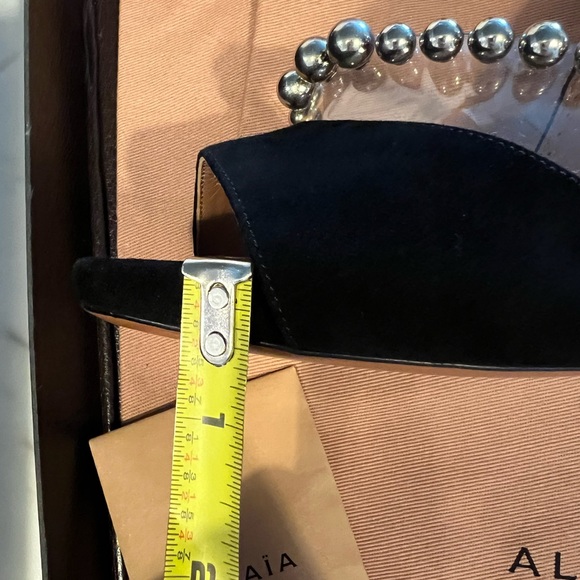 ALAIA Bead Embellished PVC & Suede Sandals - Picture 6 of 6
